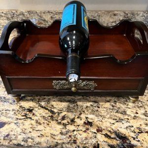 Bombay Company 1998 Wood Mahogany Chest Box, Wine Bottle Holder Showcase Display